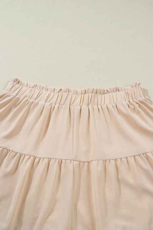 Bohemian Frilled Elastic Waist Lace Trim Ruffled Shorts