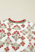 Bohemian Frilled Neck Long Sleeve A Line Floral Dress