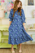 Bohemian Frilled V Neck Bracelet Sleeve Long Floral Dress