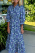 Bohemian Frilled V Neck Bracelet Sleeve Long Floral Dress