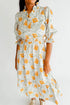 Bohemian Frilled V Neck Bracelet Sleeve Long Floral Dress
