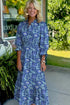 Bohemian Frilled V Neck Bracelet Sleeve Long Floral Dress