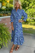 Bohemian Frilled V Neck Bracelet Sleeve Long Floral Dress