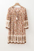 Bohemian Fringe Tassel V Neck Loose Mini Floral Dress