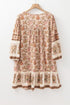 Bohemian Fringe Tassel V Neck Loose Mini Floral Dress