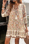 Bohemian Fringe Tassel V Neck Loose Mini Floral Dress