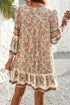 Bohemian Fringe Tassel V Neck Loose Mini Floral Dress