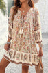 Bohemian Fringe Tassel V Neck Loose Mini Floral Dress