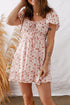 Bohemian Front Tie Smocked Waist Ruffled Mini Floral Dress