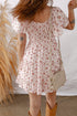 Bohemian Front Tie Smocked Waist Ruffled Mini Floral Dress