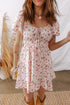 Bohemian Front Tie Smocked Waist Ruffled Mini Floral Dress