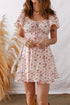 Bohemian Front Tie Smocked Waist Ruffled Mini Floral Dress