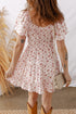Bohemian Front Tie Smocked Waist Ruffled Mini Floral Dress