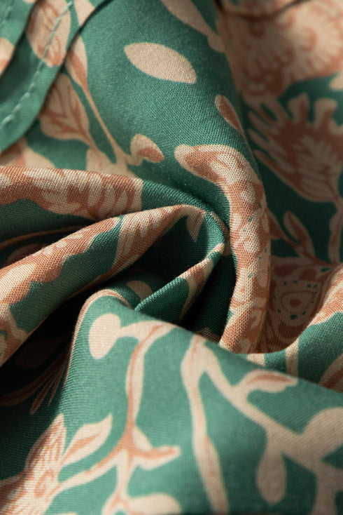 Bohemian Garden Pleated Button Front Blouse