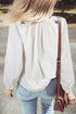 Bohemian Geometric Embroidered Cotton Long Sleeve Button Down Blouse