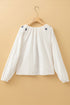 Bohemian Geometric Embroidered Cotton Long Sleeve Button Down Blouse