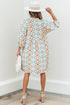 Bohemian Geometric Floral Patchwork Notched Neck Mini Dress
