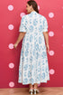 Bohemian Geometric Floral Print Button Split Neck Maxi Dress