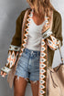 Bohemian Geometric Print Shawl Collar Open Front Cardigan
