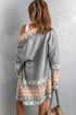 Bohemian Geometric Print Shawl Collar Open Front Cardigan