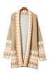 Bohemian Geometric Print Shawl Collar Open Front Cardigan