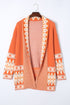 Bohemian Geometric Print Shawl Collar Open Front Cardigan