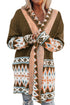 Bohemian Geometric Print Shawl Collar Open Front Cardigan