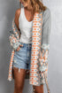 Bohemian Geometric Print Shawl Collar Open Front Cardigan