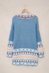 Bohemian Geometric Print Shawl Collar Open Front Cardigan