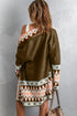 Bohemian Geometric Print Shawl Collar Open Front Cardigan