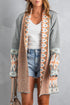 Bohemian Geometric Print Shawl Collar Open Front Cardigan