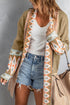 Bohemian Geometric Print Shawl Collar Open Front Cardigan