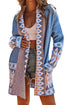 Bohemian Geometric Print Shawl Collar Open Front Cardigan