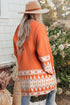 Bohemian Geometric Print Shawl Collar Open Front Cardigan