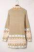 Bohemian Geometric Print Shawl Collar Open Front Cardigan