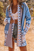 Bohemian Geometric Print Shawl Collar Open Front Cardigan
