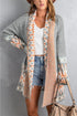 Bohemian Geometric Print Shawl Collar Open Front Cardigan