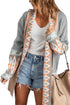 Bohemian Geometric Print Shawl Collar Open Front Cardigan