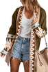 Bohemian Geometric Print Shawl Collar Open Front Cardigan