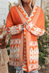 Bohemian Geometric Print Shawl Collar Open Front Cardigan
