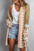 Bohemian Geometric Print Shawl Collar Open Front Cardigan