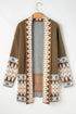 Bohemian Geometric Print Shawl Collar Open Front Cardigan
