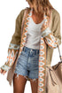 Bohemian Geometric Print Shawl Collar Open Front Cardigan