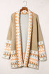 Bohemian Geometric Print Shawl Collar Open Front Cardigan