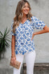 Bohemian Geometric Print Tassel Drawstring V Neck Blouse