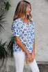 Bohemian Geometric Print Tassel Drawstring V Neck Blouse