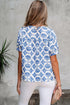 Bohemian Geometric Print Tassel Drawstring V Neck Blouse