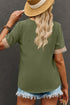 Bohemian Lace Trim V Neck Short Sleeve Blouse