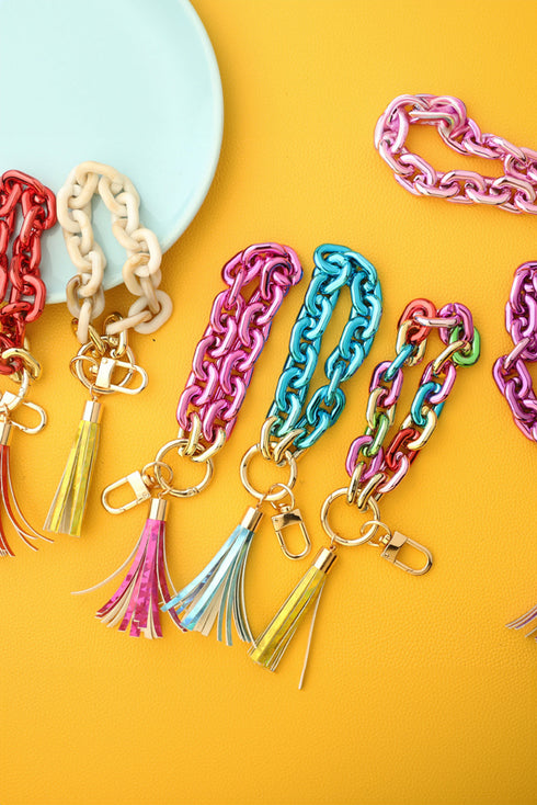 Bohemian Layered Tassel Fringe Metal Hardware Key Ring
