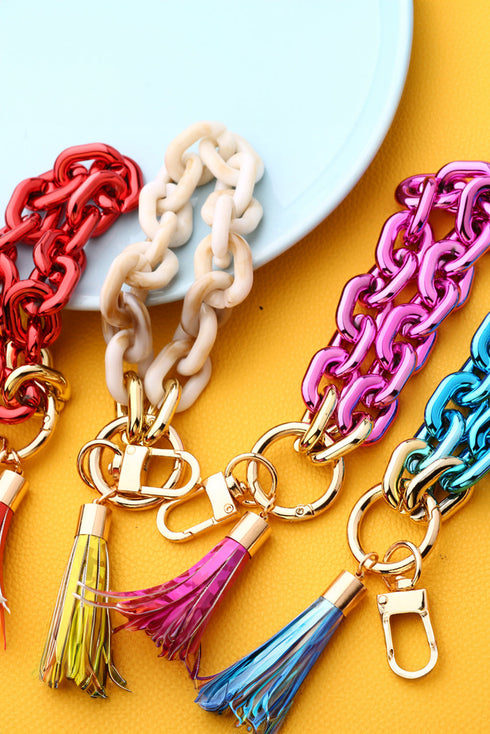 Bohemian Layered Tassel Fringe Metal Hardware Key Ring